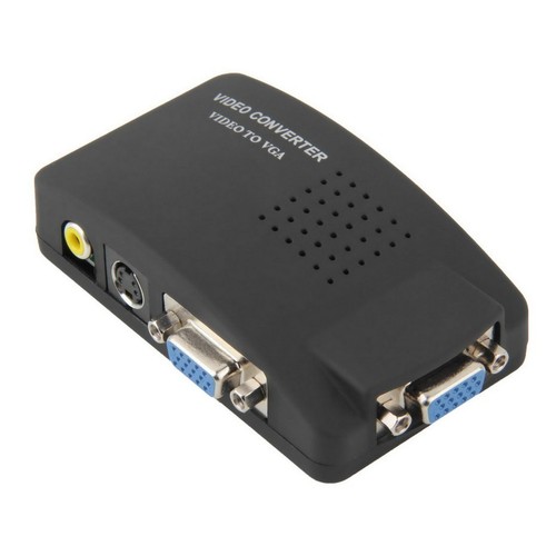 TV RCA Composite S-Video AV IN To PC VGA LCD Out Converter Adapter Box Black - Picture 12 of 12