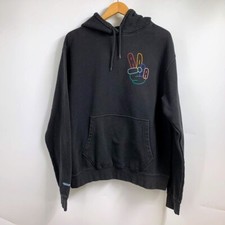 ADIDAS Originals Hoodie Peace Sign Trefoil Logo Fleece Sweatshirt Size L