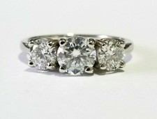 1.80 Carat 3 Stone Ring in Solid 14K White Gold (Charles & Colvard)