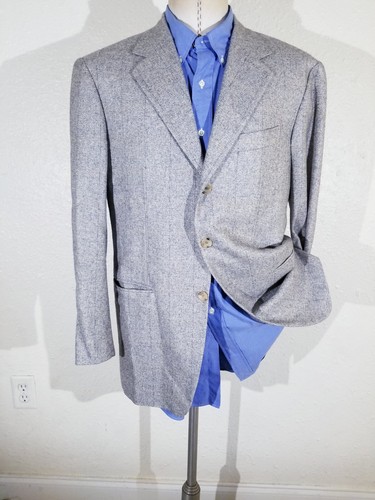 40R Pal Zileri orange windowpane CASHMERE SILK Tweed canvassed Blazer Sport Coat - Picture 3 of 10