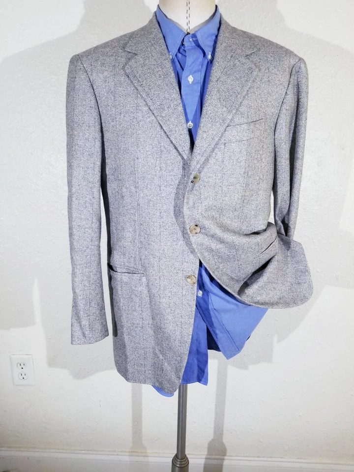 Blazer Abrigo Deportivo 40R Pal Zileri Naranja Beige SEDA CACHEMIRA Tweed Lienzo Foto 3 de 4