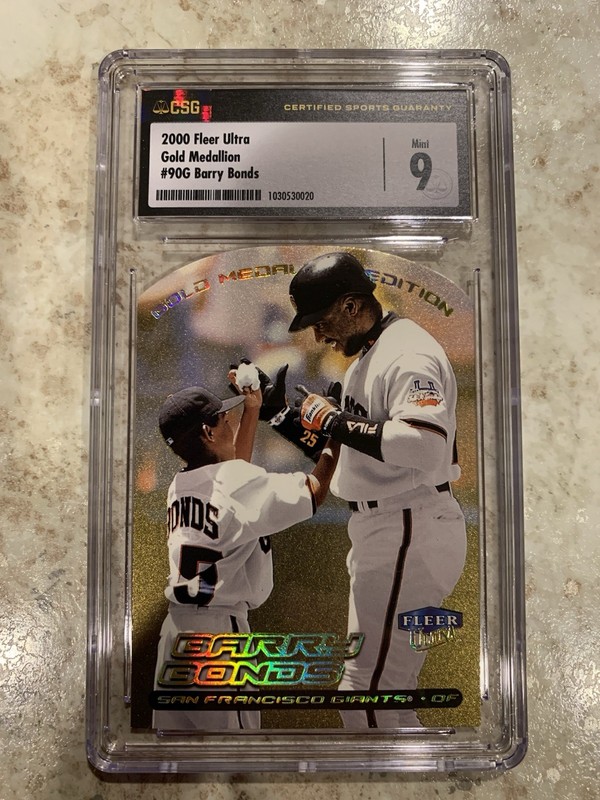 2000 Fleer Ultra Gold Medallion Barry Bonds #90G Graded a CSG 9