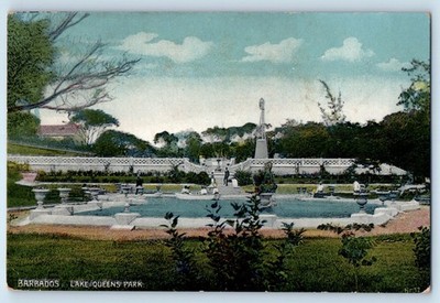 Barbados Postcard Lake Queens Park Pool c1910 Unposted Antique