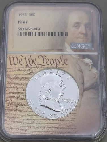 1955 Franklin Half Dollar NGC PF 67 50c We The People Holder