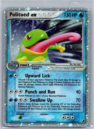 Politoed ex 107/115 Holo EX Rare Unseen Forces Pokemon Lightly Played