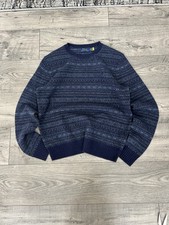 Men  s Blue Polo Ralph Lauren Fair Isle Wool Crewneck Sweater. Medium Vintage 90s