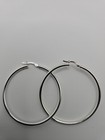 925 Sterling Silver Extra Large Thin Round Hoop Earrings Solid  Stamped New — photo 1