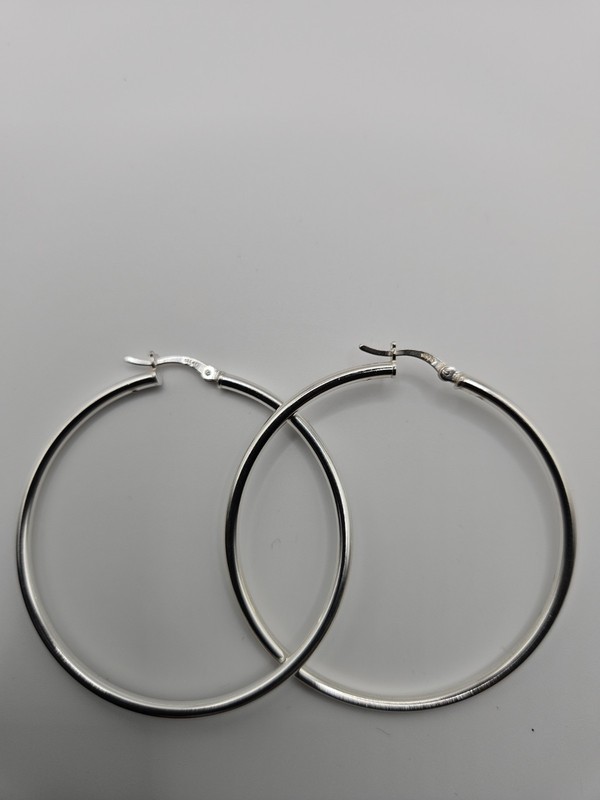 925 Sterling Silver Extra Large Thin Round Hoop Earrings Solid  Stamped New