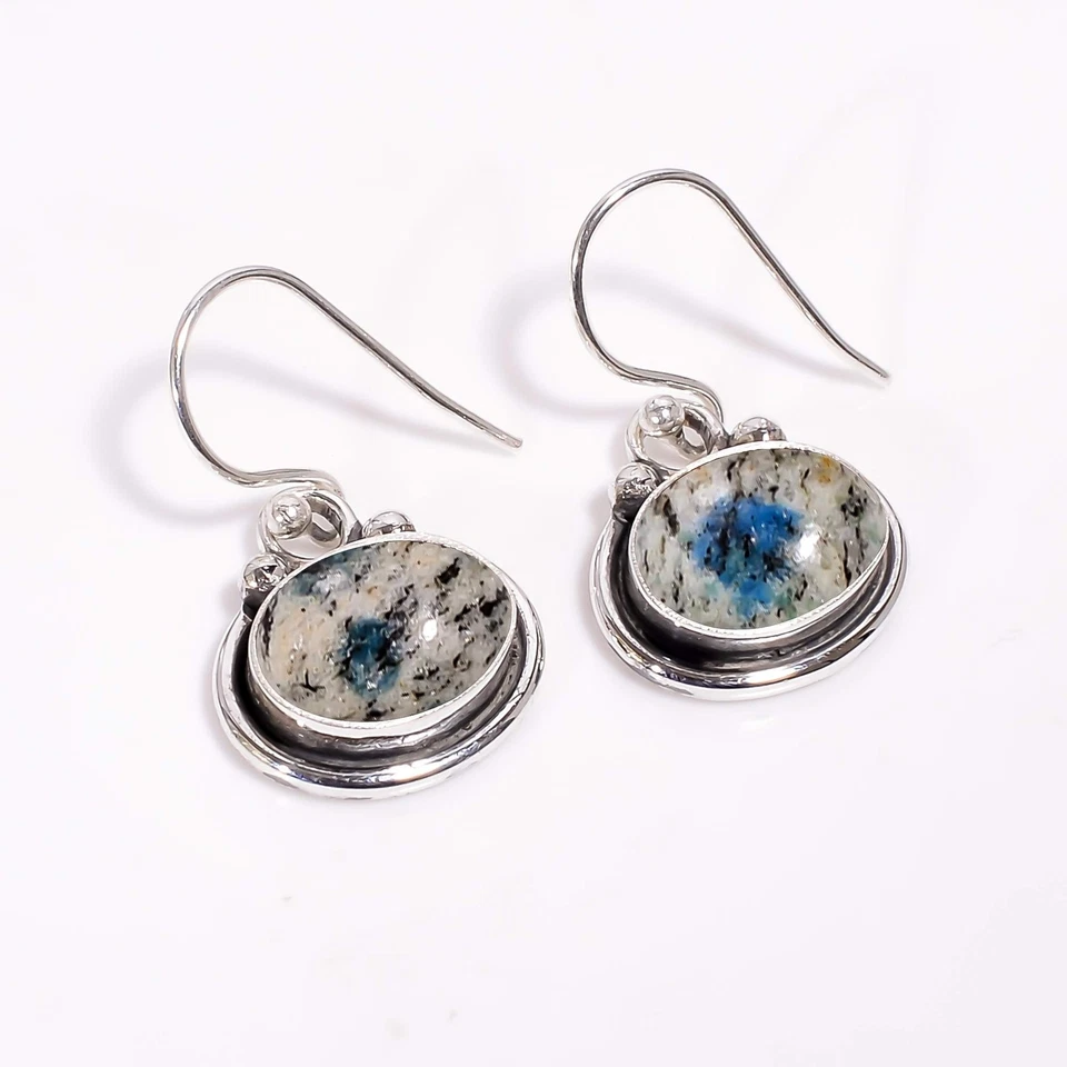 K2 Blue Azurite 925 Sterling Silver Earring, Christmas Gift, Gift For Her E13520 - Image 2 of 4