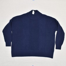 NEW Gap Women Sweater High Neck Solid Long Sleeve Cotton Blend Blue Size XL Knit