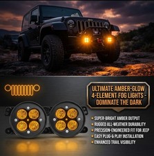 Led Factory Mart Fog Lights With Yellow Lens For 2007-2018 Jeep Wrangler Jk