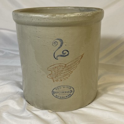 Vintage Red Wing Union Stoneware Crock 2 Gallon Antique Pottery