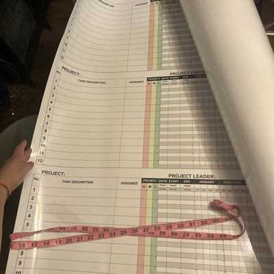 Large Project Management Vision Board, 36''x46'' Gantt Chart for Workflow