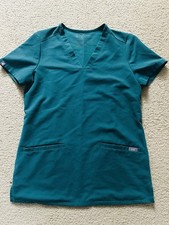 FIGS Women's XXS Hunter Green Solid V-Neck Short Sleeve Medical Scrub Top