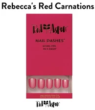 Red Aspen Press On Nails, Short Square, Rebecca’s Red Carnations B3yb4y
