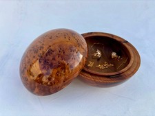 8x8in Moroccan Thuya Burl Wood Round Jewelry Box Luxury Keepsake