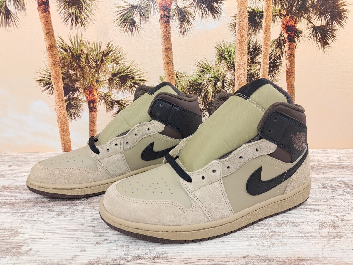 Nike Air Jordan 1 Mid 'Khaki Black' Baroque Brown HV6422-200 Men's