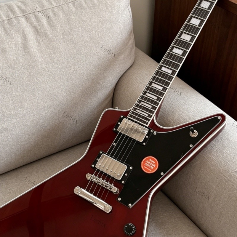 Ledux EX Solid Electric Guitar Stainless Rounded Fret Edge Bone Nut Wine Red US
