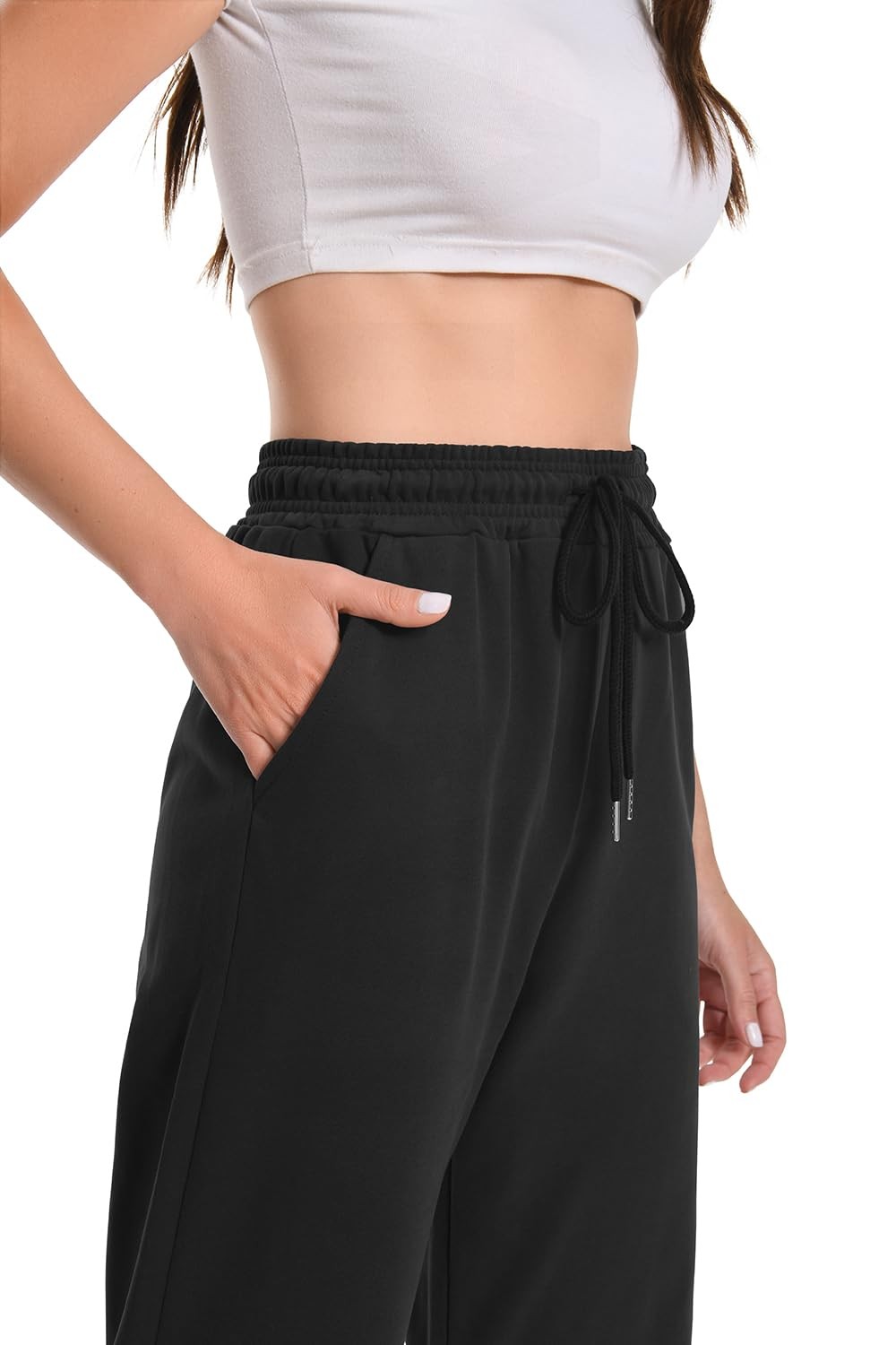 Open Bottom High Waisted Drawstring Sweatpants Wo… - image 5