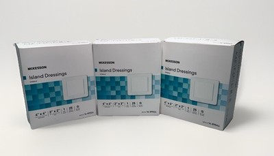 75 McKesson Adhesive Island Dressings Square 4 X 4 Polypropylene 16-89044 3pkg