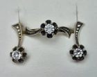 Vintage Soviet set of 925 sterling silver with cubic zirconia, ring and earrings