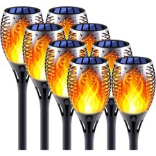 8 Pack Large Size Solar Flame Lights Outdoor With Flickering Flame Waterproof