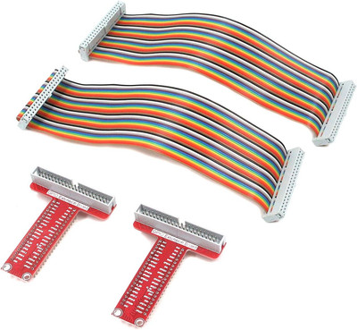 2 Set RPi GPIO Breakout Expansion Board + Ribbon Cable + Assembled T Type GPI...