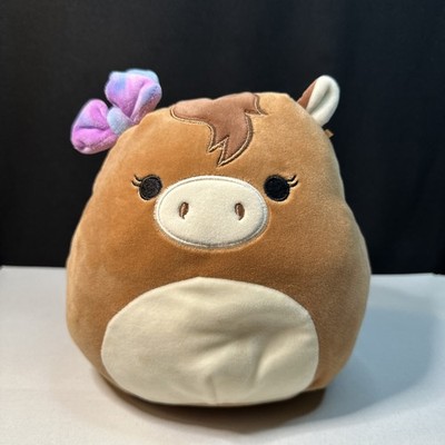 Squishmallow Tomar Brown Horse 8 in. Plush Ombre Purple Bow Kellytoy