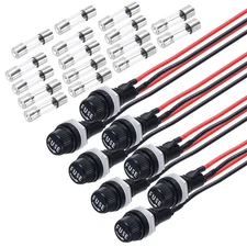 8 Pcs Panel Mount Fuse Holder, 5 x 20mm 10/15A DC 125/250V