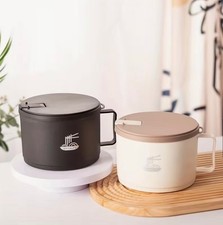 Stainless Steel Bowl With Lid For Instant Noodles Sealed And Portable Drain Bowl