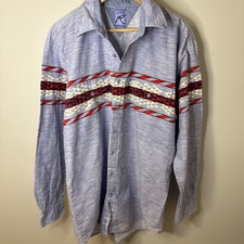 Vintage Roper Shirt Mens Extra Large Blue Aztec Western Button Down USA 90s