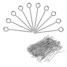 500Pcs Eye Pins Jewelry Findings Eye Pins 18mm Iron Eye Pins White