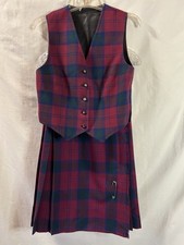 VTG Mosbrook Great Britain Kilt Skirt Size 8  Vest Highland Size 10 Wool Plaid