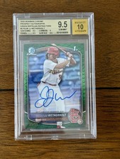 💥JJ Wetherholt💥2025 Bowman Chrome Auto Green Reptillian Refractor BGS 9.5🔥