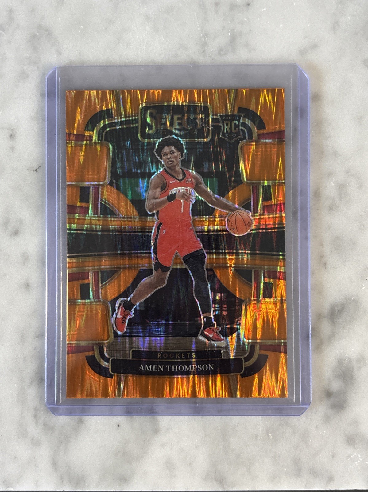 2023-24 Panini Select - Concourse Amen Thompson #96 Orange Flash Prizm (RC)