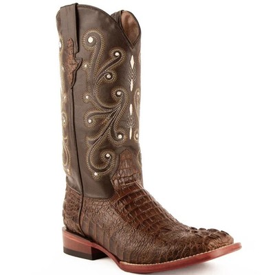 NEW-Men's Ferrini Caiman Crocodile Print Boots Handcrafted Rust 4039323 8.5 B