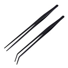 2 Pack Aquarium Forceps, 15 inch Long Handle Tweezers Black