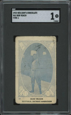 #ad 1922 NEILSON#x27;S CHOCOLATE BOBBY VEACH 33 POOR V61 TYPE 1 SGC 1 DETROIT TIGERS $180.00