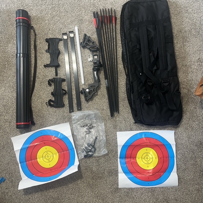 AME Archery Blitz Wolf Full Metal Riser Recurve Bow Set with 12 Arrows MUST SEE