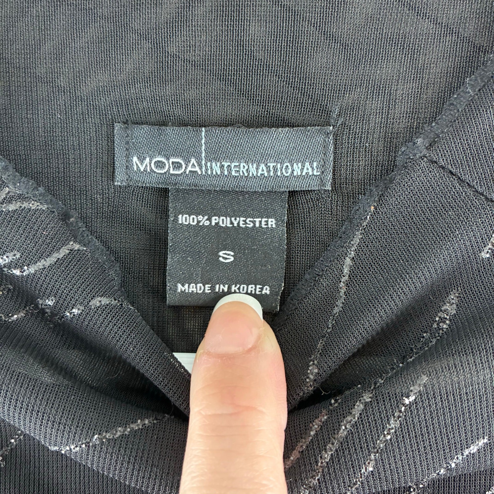 Moda International Y2K Top Glitter Marble Black Whimsigoth Double Layer Sheer S