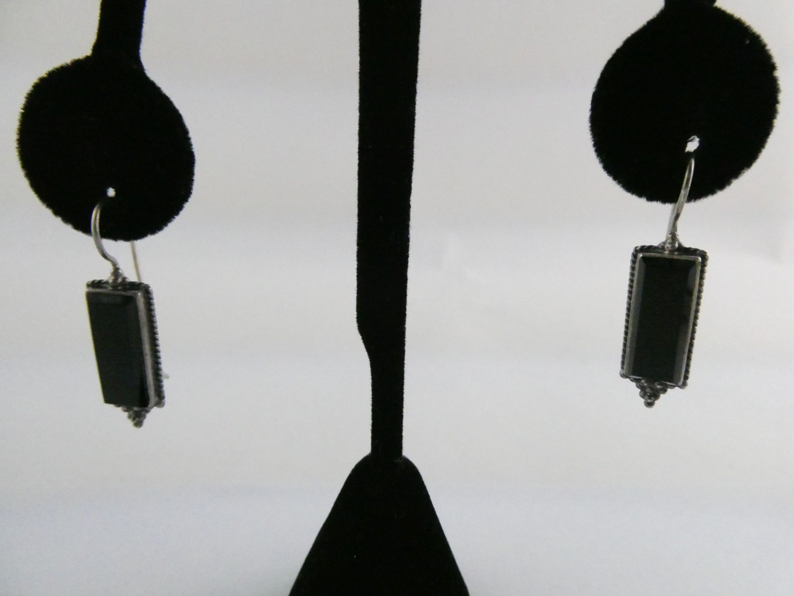 Sterling Silver Rectangular Black Onyx Hook Earri… - image 13