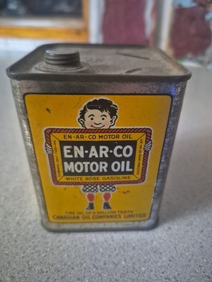 Antique Enarco White Rose Motor oil and Gasoline Tin Bank All Original