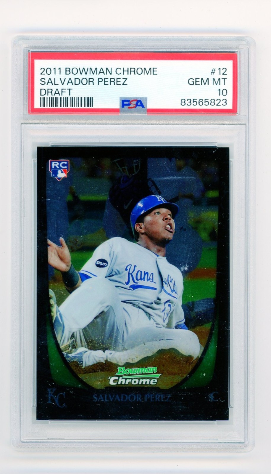 2011 BOWMAN CHROME DRAFT #12 SALVADOR PEREZ RC PSA 10  Royals Rookie B1
