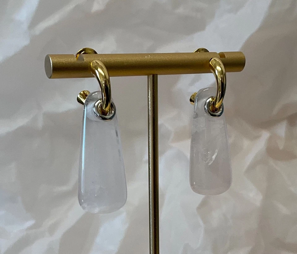 Bottega Veneta. Pendientes de aro chapados en oro y cuarzo # 354 Foto 3 de 4