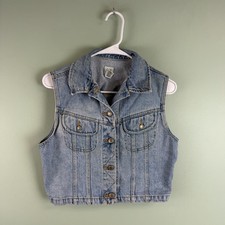 Gap Kids Girls Size Medium Denim Vest Button Up Vintage 90s Pockets Biker Style
