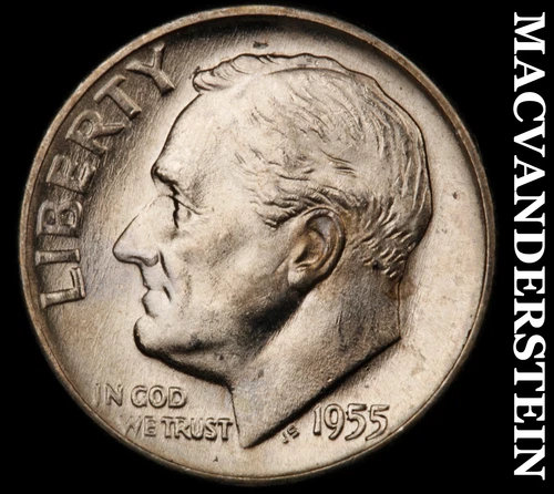 1955-D Silver Roosevelt Dime - Choice Gem Brilliant Unc  Lustrous  #i6394