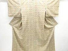7568812: JAPANESE KIMONO / ANTIQUE KIMONO / SILK / TSUMUGI / CRANE