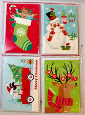 24 Assorted Christmas Cards with Envelopes - 4 Designs - Happy Holidays