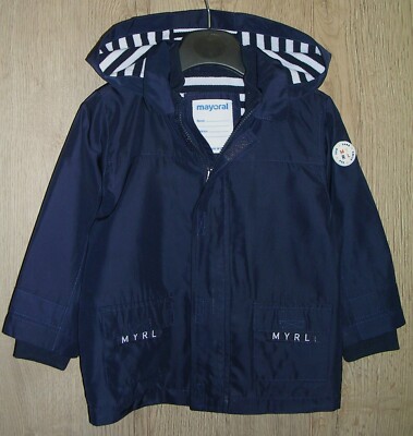Mayoral Boys Navy Blue Hooded Spring Jacket Coat Age 12 80cm Immaculate  UK