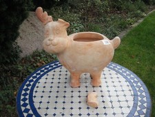 terracotta Elch zum Bepflanzen Pflanztopf naiv dickwandig 33 cm winterhart 